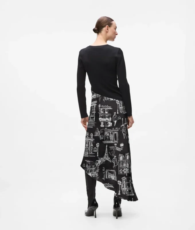 Paris midi-jurk met schetsen