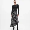 Paris midi-jurk met schetsen