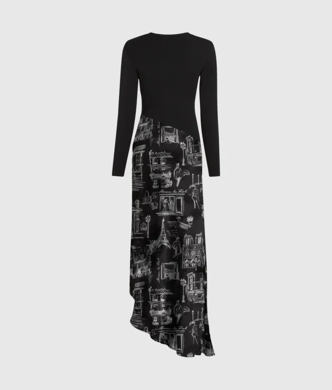 Paris midi-jurk met schetsen