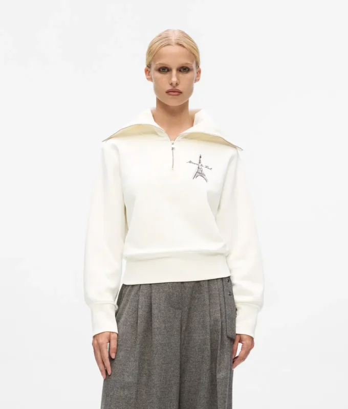 Paris sketch sweatshirt met halve rits