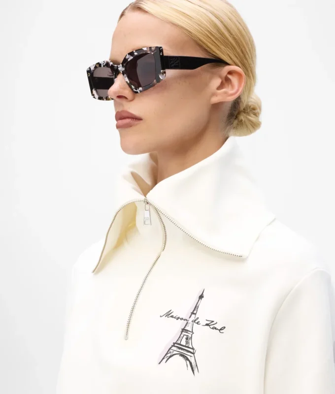 Paris sketch sweatshirt met halve rits