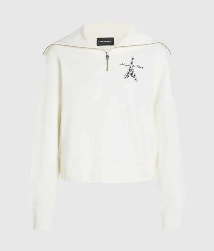 Paris sketch sweatshirt met halve rits