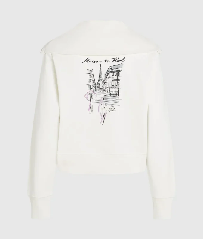 Paris sketch sweatshirt met halve rits