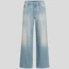 PLISSÉ JEANS MET WIJDE PIJP