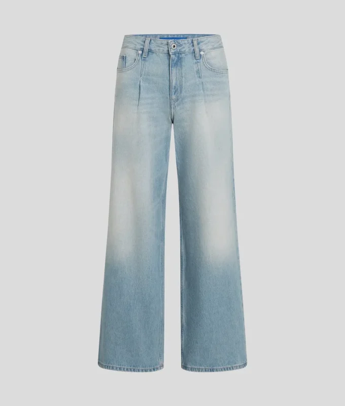 PLISSÉ JEANS MET WIJDE PIJP