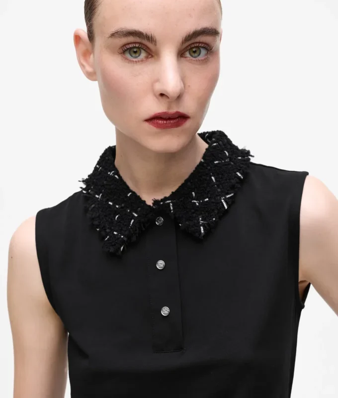 Polo met bouclé-detail