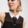 POPLIN BLOUSE ZONDER MOUWEN MET KRAAG