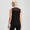 POPLIN BLOUSE ZONDER MOUWEN MET KRAAG