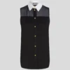 POPLIN BLOUSE ZONDER MOUWEN MET KRAAG