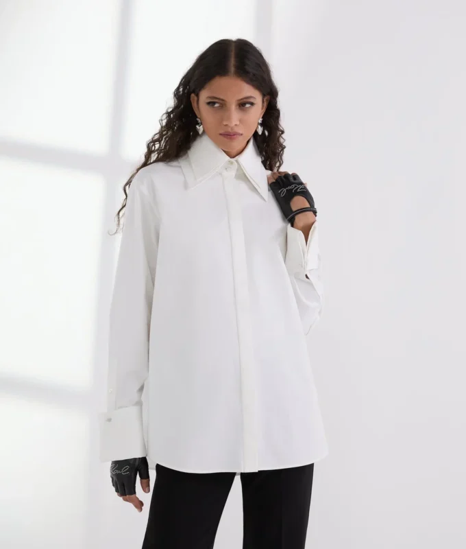 POPLIN OVERHEMD MET DUBBELE KRAAG