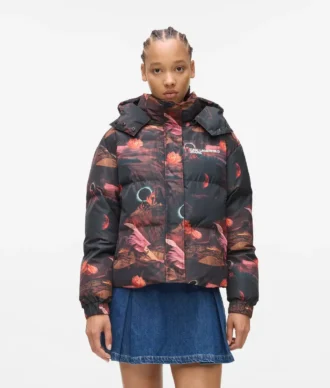 Pufferjas met all-over print