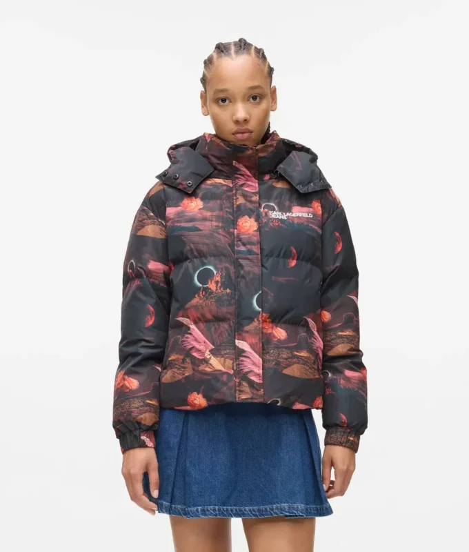 Pufferjas met all-over print