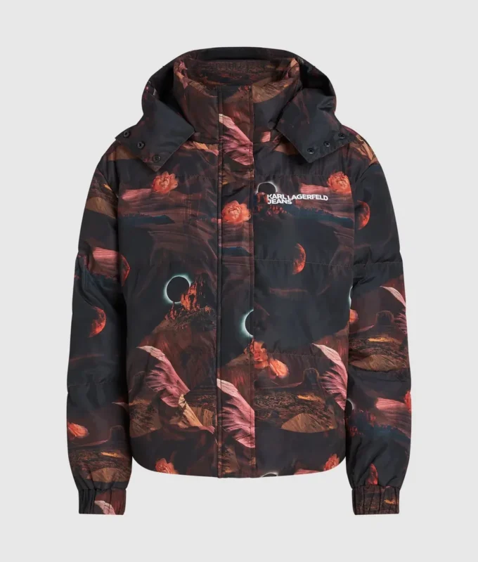Pufferjas met all-over print