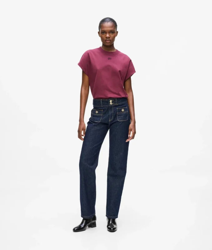 Rechte jeans met knoopdetails