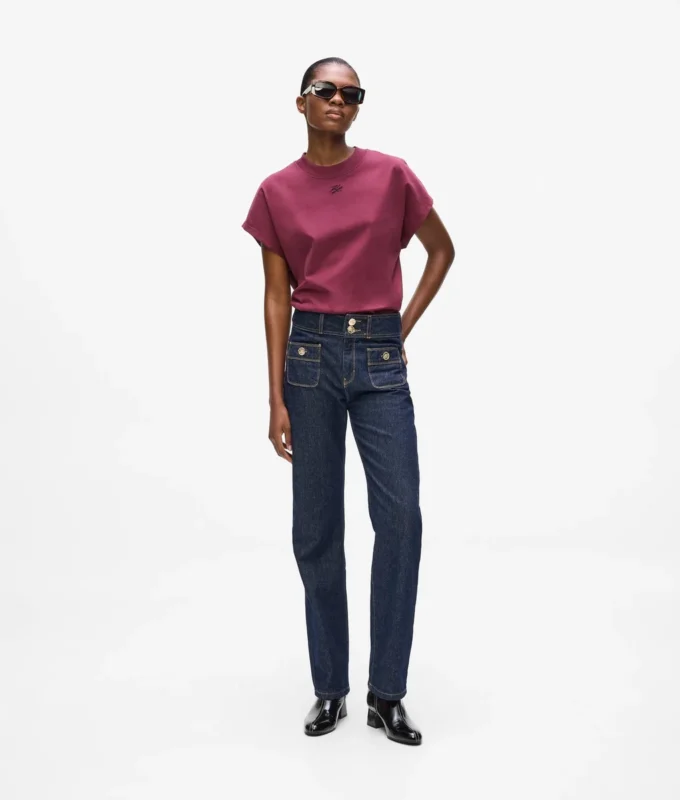 Rechte jeans met knoopdetails