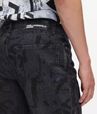 Rechte jeans met monogram over de hele lengte