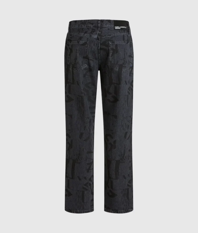 Rechte jeans met monogram over de hele lengte