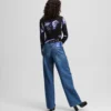 RELAXED JEANS MET FRANJES EN MIDDELLIJKE TAILLE