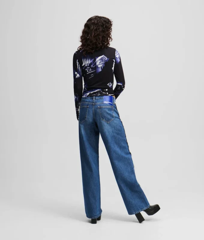 RELAXED JEANS MET FRANJES EN MIDDELLIJKE TAILLE