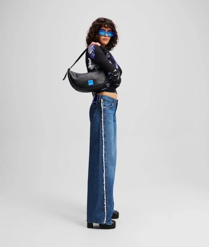RELAXED JEANS MET FRANJES EN MIDDELLIJKE TAILLE