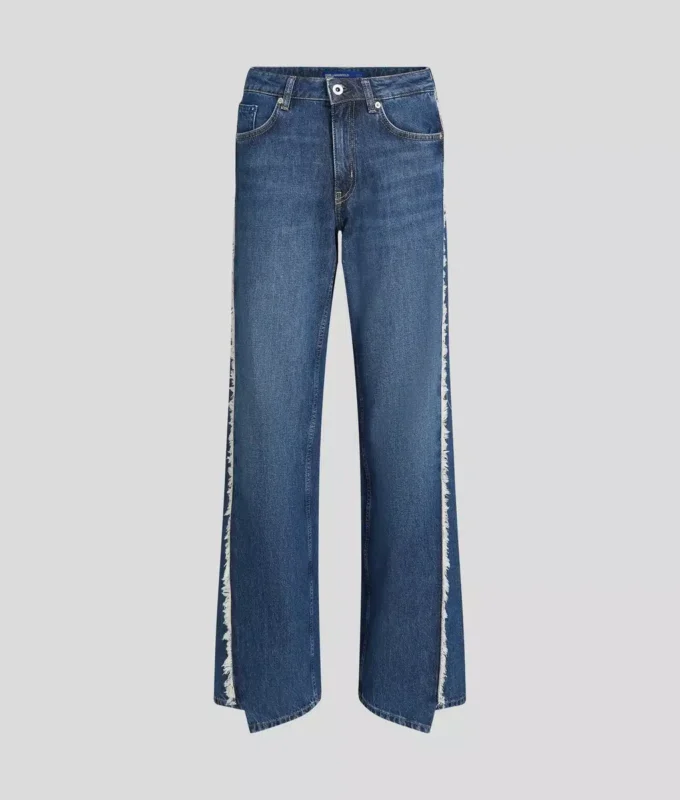 RELAXED JEANS MET FRANJES EN MIDDELLIJKE TAILLE