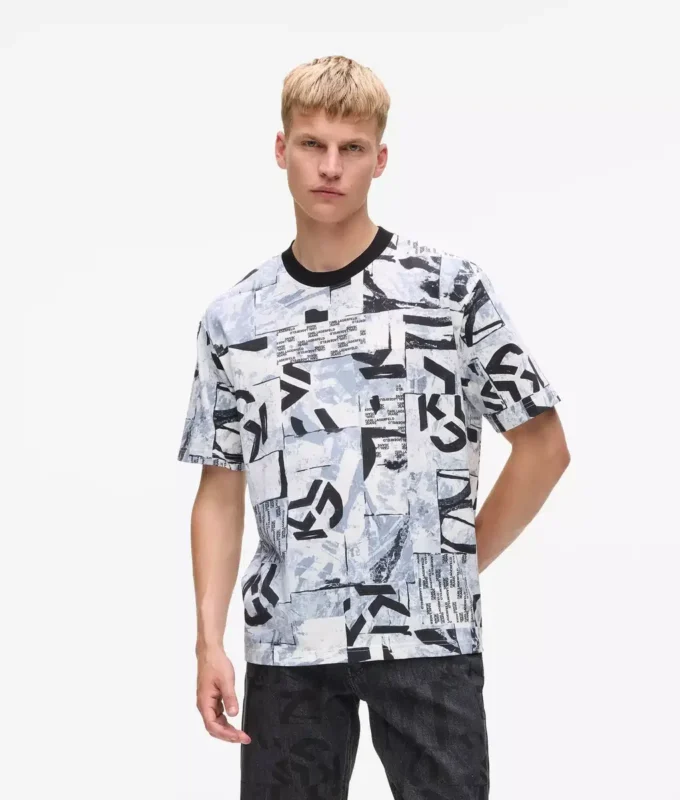 Relaxed T-shirt met monogramprint over de hele oppervlakte