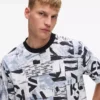 Relaxed T-shirt met monogramprint over de hele oppervlakte