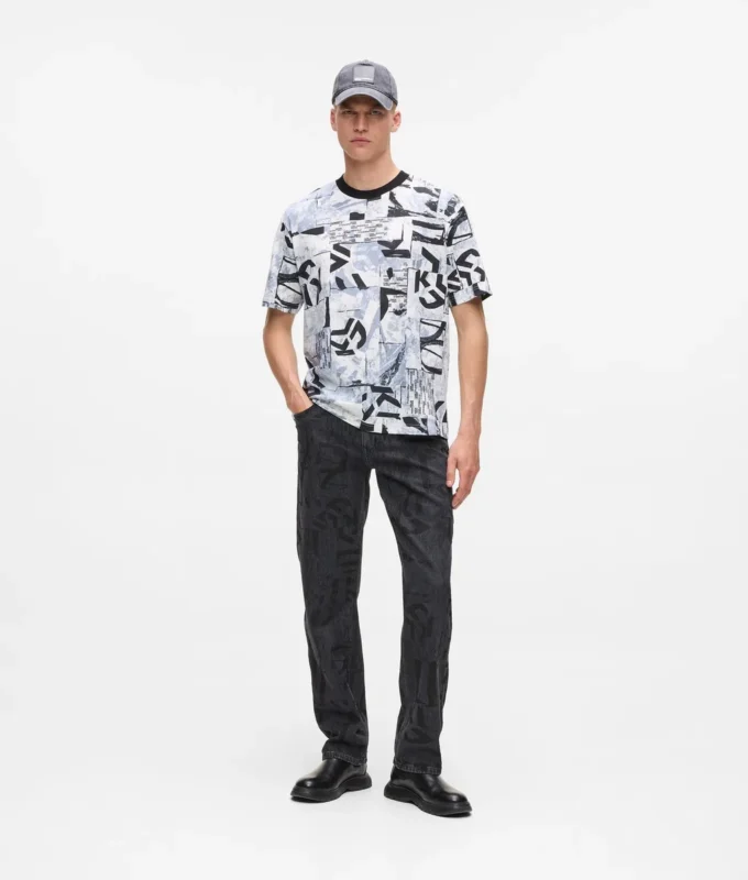 Relaxed T-shirt met monogramprint over de hele oppervlakte