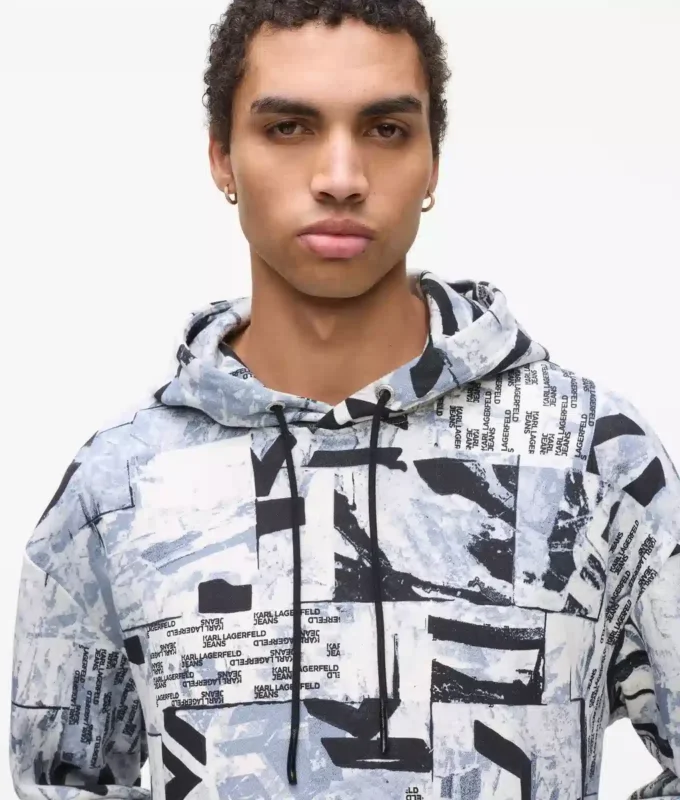 Relaxte hoodie met all-over monogram