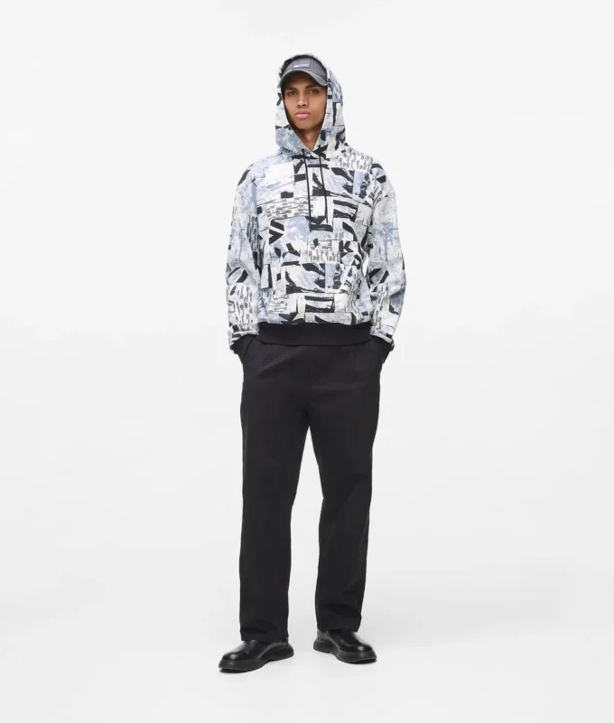 Relaxte hoodie met all-over monogram