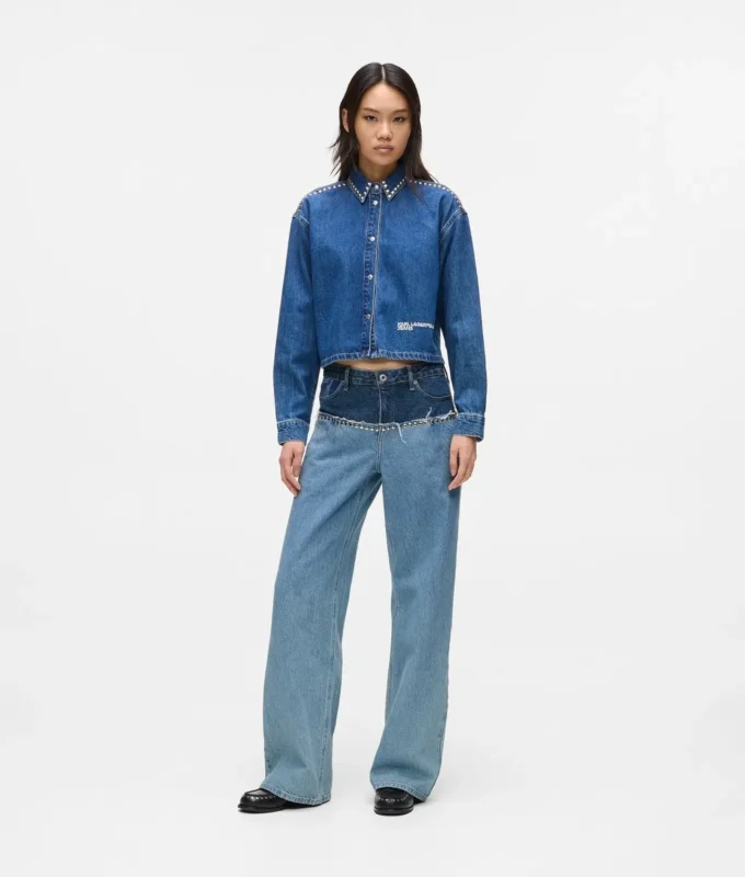 Relaxte jeans met kleurblokken