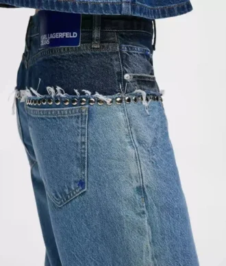 Relaxte jeans met kleurblokken