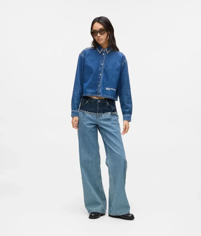 Relaxte jeans met kleurblokken