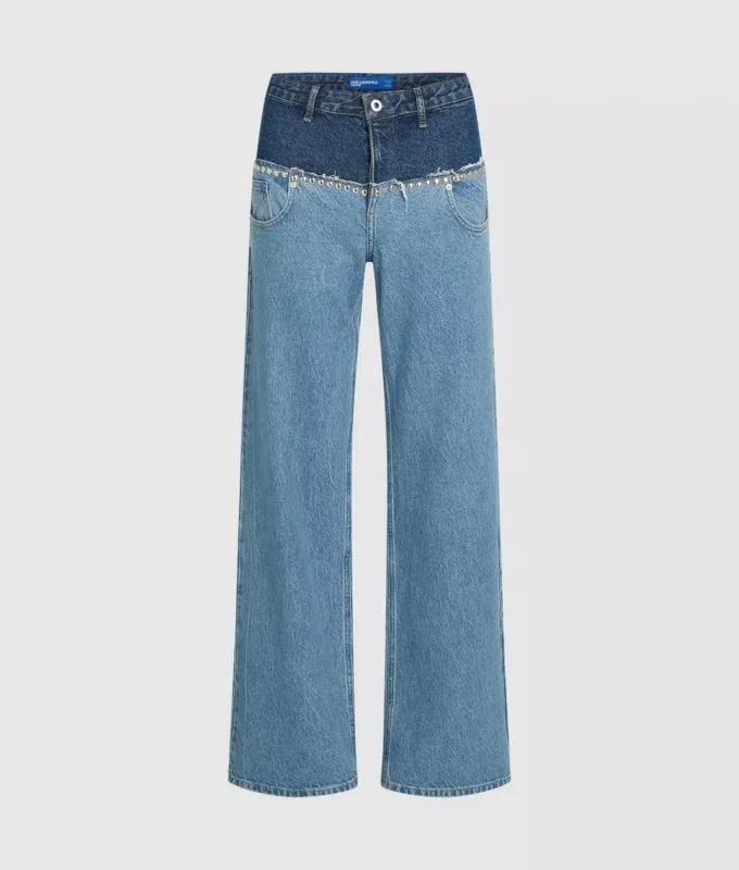 Relaxte jeans met kleurblokken