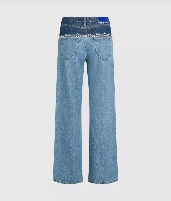 Relaxte jeans met kleurblokken