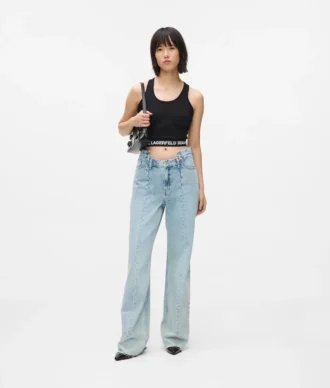 Relaxte jeans met naad en middelhoge taille