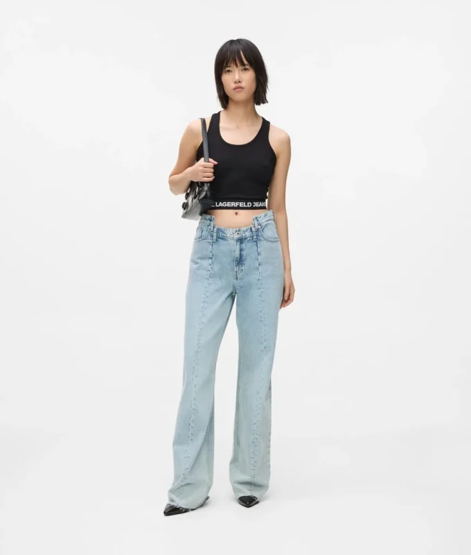 Relaxte jeans met naad en middelhoge taille