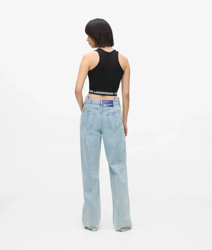 Relaxte jeans met naad en middelhoge taille
