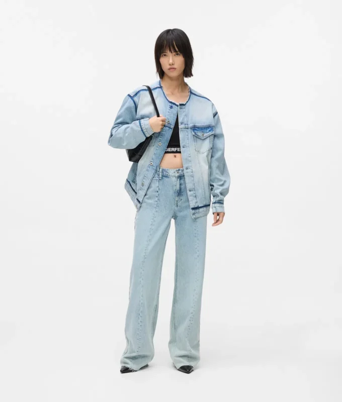 Relaxte jeans met naad en middelhoge taille