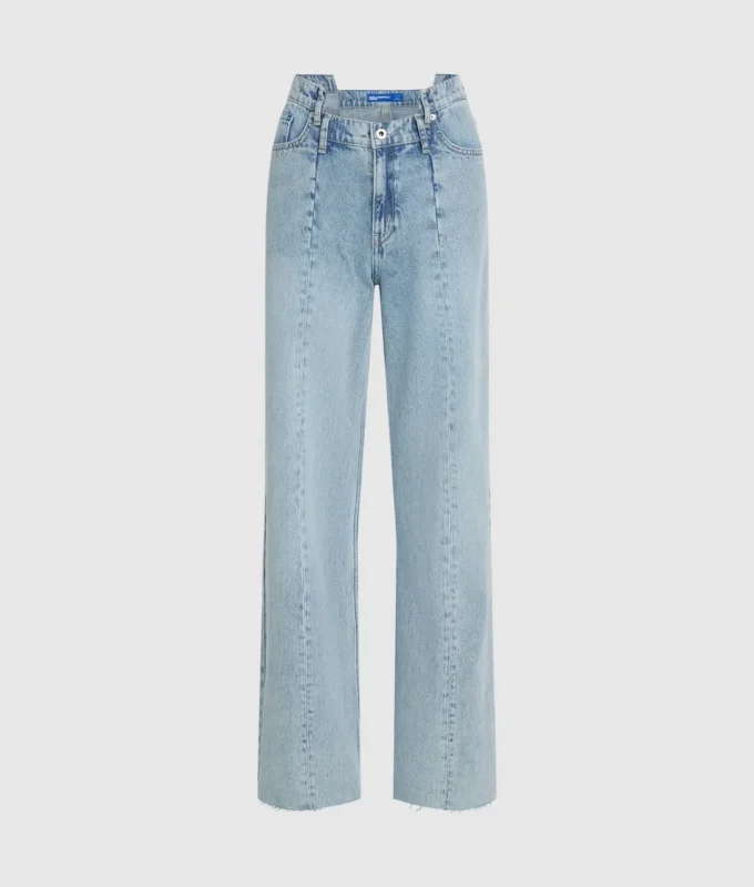 Relaxte jeans met naad en middelhoge taille
