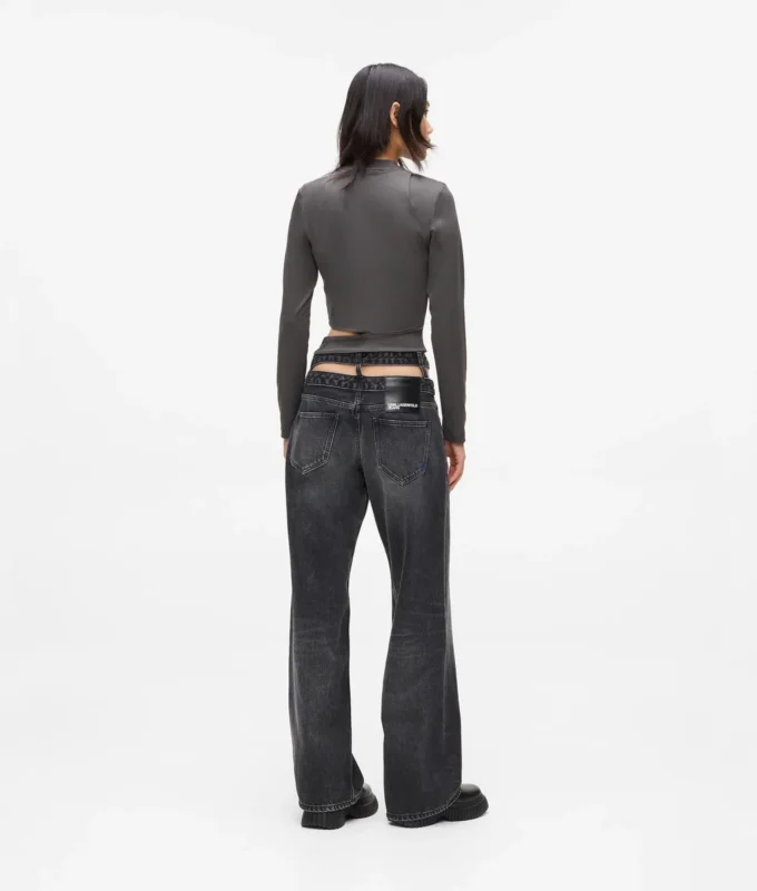Relaxte jeans met uitsnijding in de taille