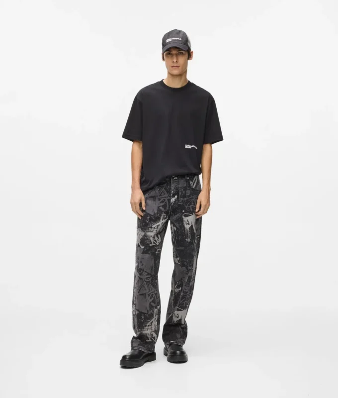 Relaxte jeans met verfeffect