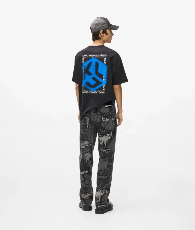 Relaxte jeans met verfeffect