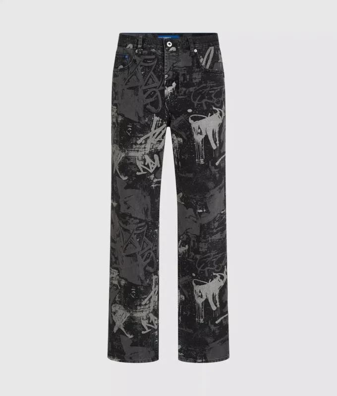 Relaxte jeans met verfeffect