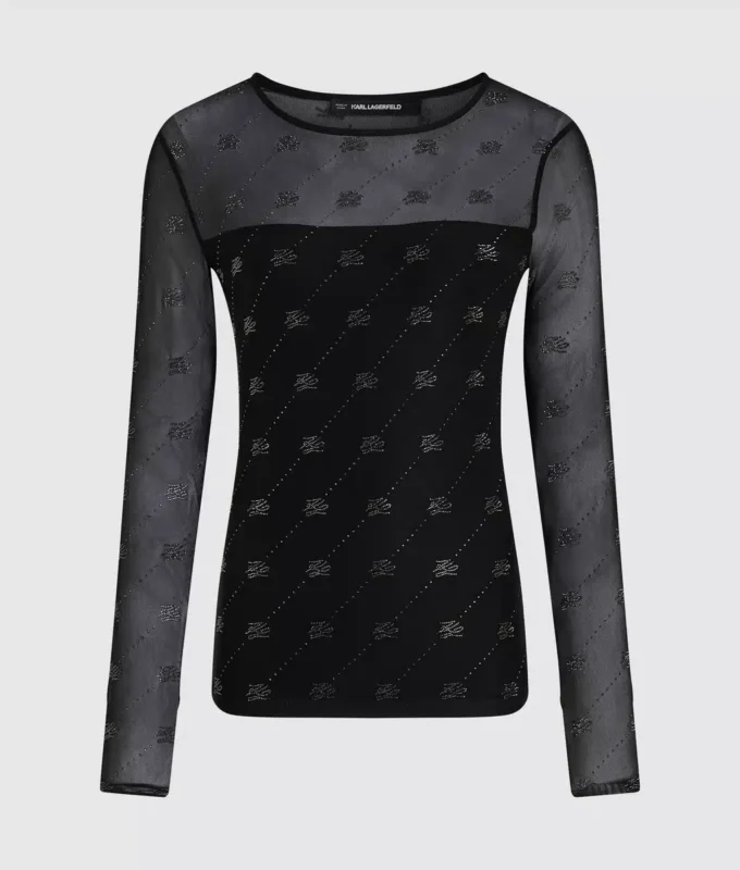 Rhinestone Autograph mesh top