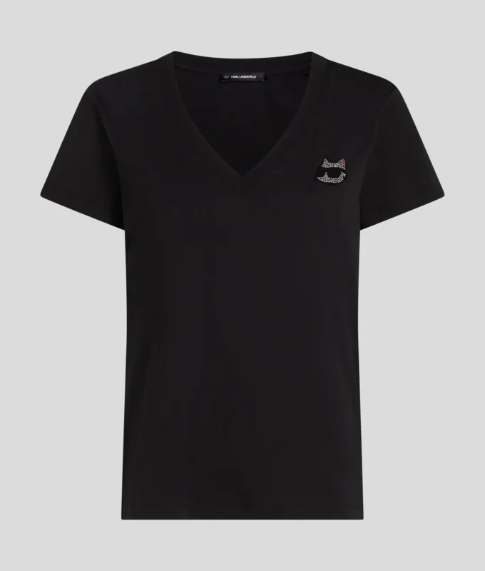 RHINESTONE IKON CHOUPETTE T-SHIRT MET V-HALS