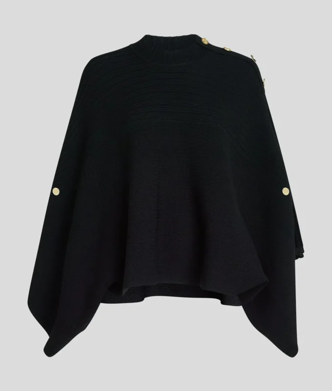 RIBGEBREIDE PONCHO