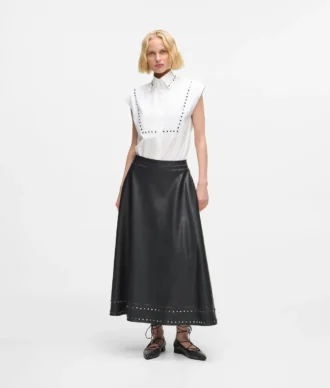 Rok van imitatieleer met studs
