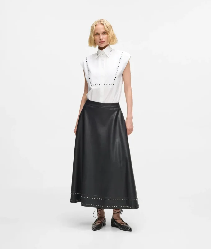 Rok van imitatieleer met studs