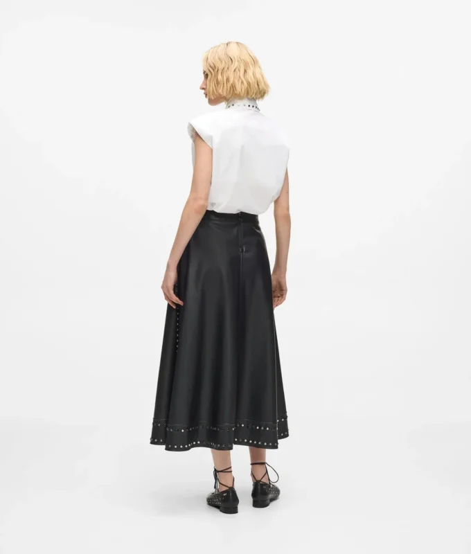 Rok van imitatieleer met studs